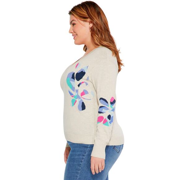 Nic & Zoe x Stitchfix Blooming Short V Neck Sweater NWT Size 3X - Picture 3 of 4